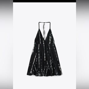 Zara Black and White Tie-Dye Mini Dress